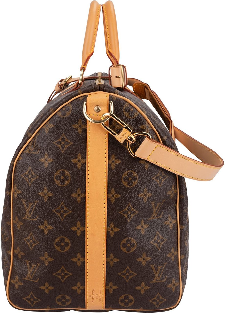Louis Vuitton Monogram Canvas Keepall 50 Bandoulière Travel Bag Bruin