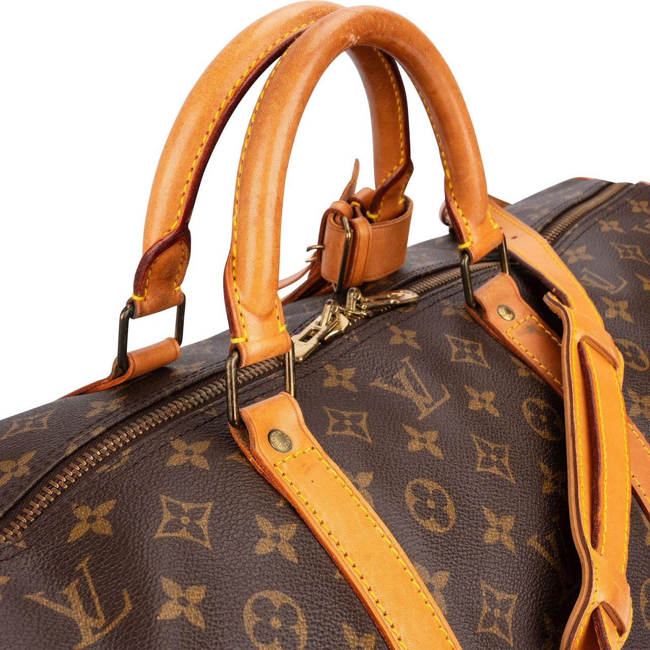 Louis Vuitton Monogram Canvas Keepall 60 Bandoulière Travel Bag Bruin