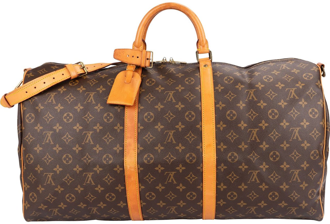 Louis Vuitton Monogram Canvas Keepall 60 Bandoulière Travel Bag Bruin