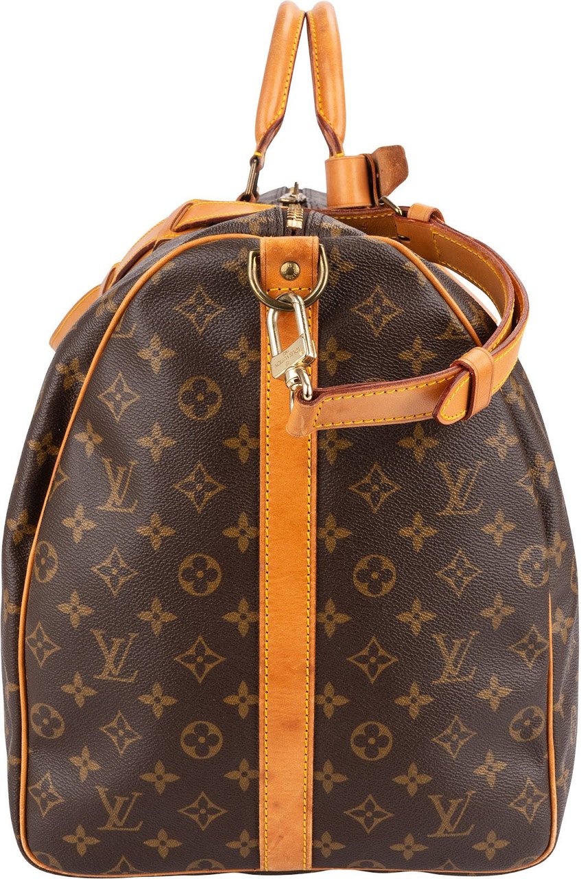 Louis Vuitton Monogram Canvas Keepall 60 Bandoulière Travel Bag Bruin