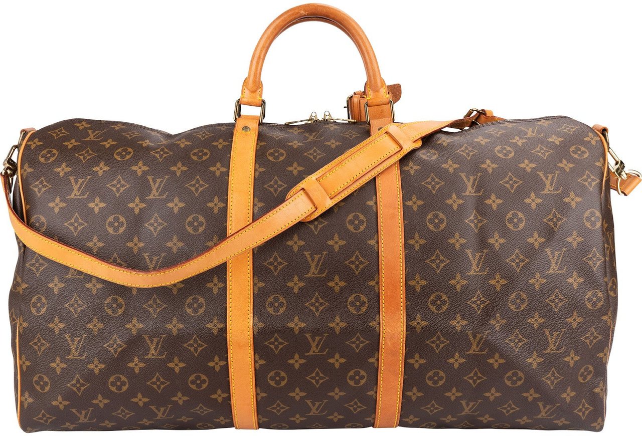 Louis Vuitton Monogram Canvas Keepall 60 Bandoulière Travel Bag Bruin