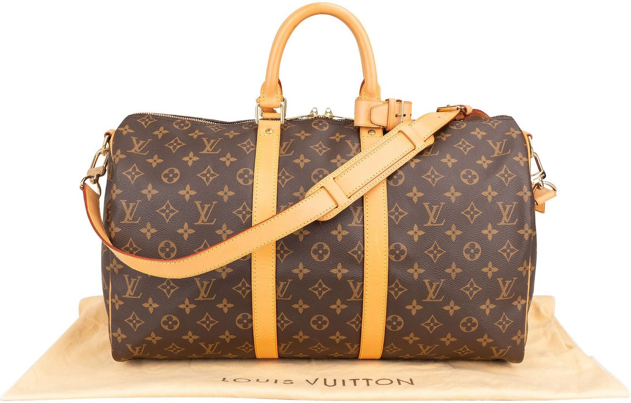 Louis Vuitton Monogram Canvas Keepall 45 Bandoulière Travel Bag Bruin