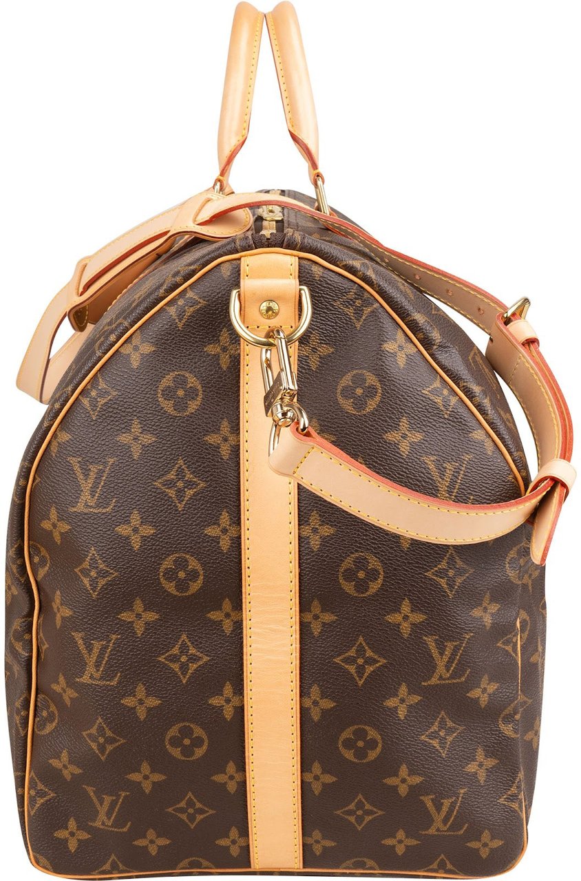 Louis Vuitton Monogram Canvas Keepall 55 Bandoulière Travel Bag Bruin