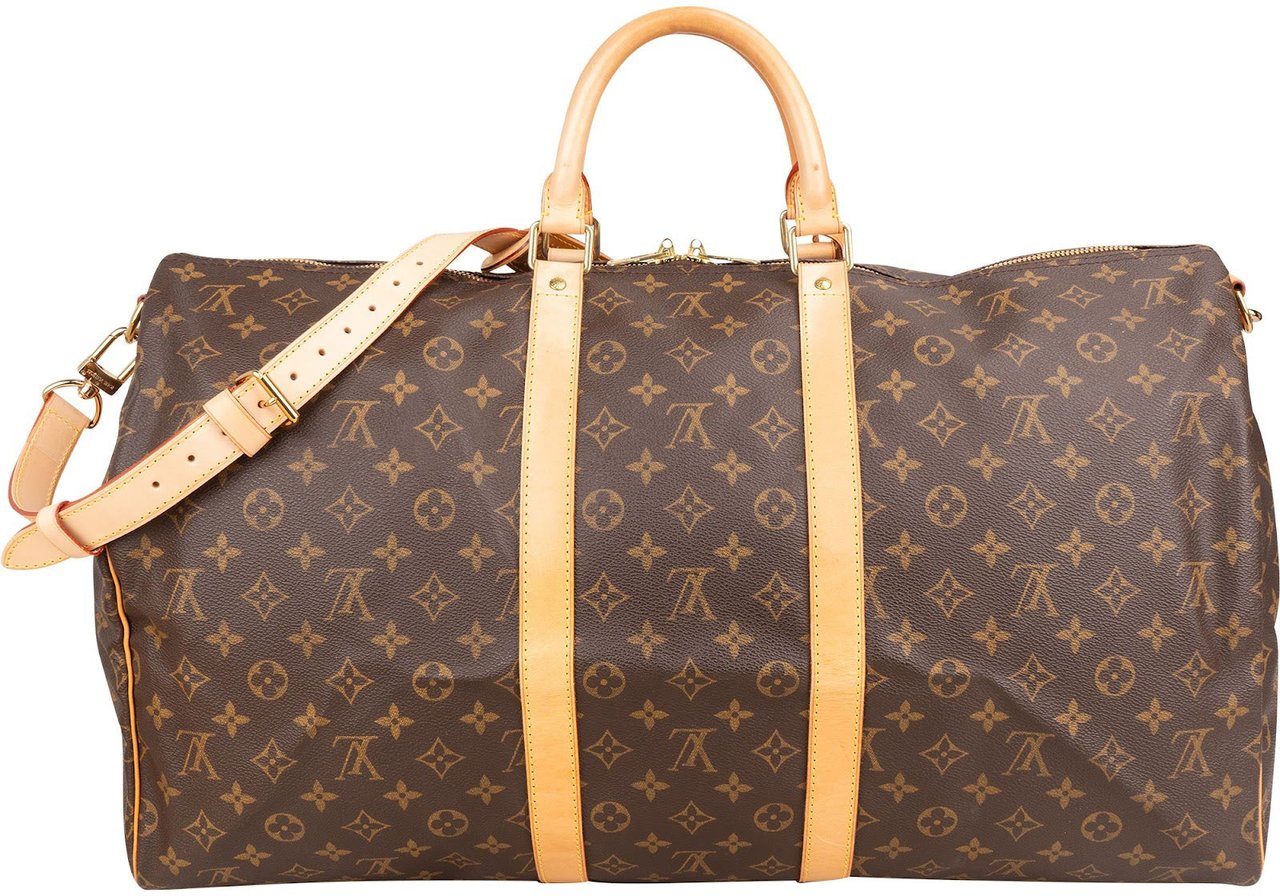 Louis Vuitton Monogram Canvas Keepall 55 Bandoulière Travel Bag Bruin