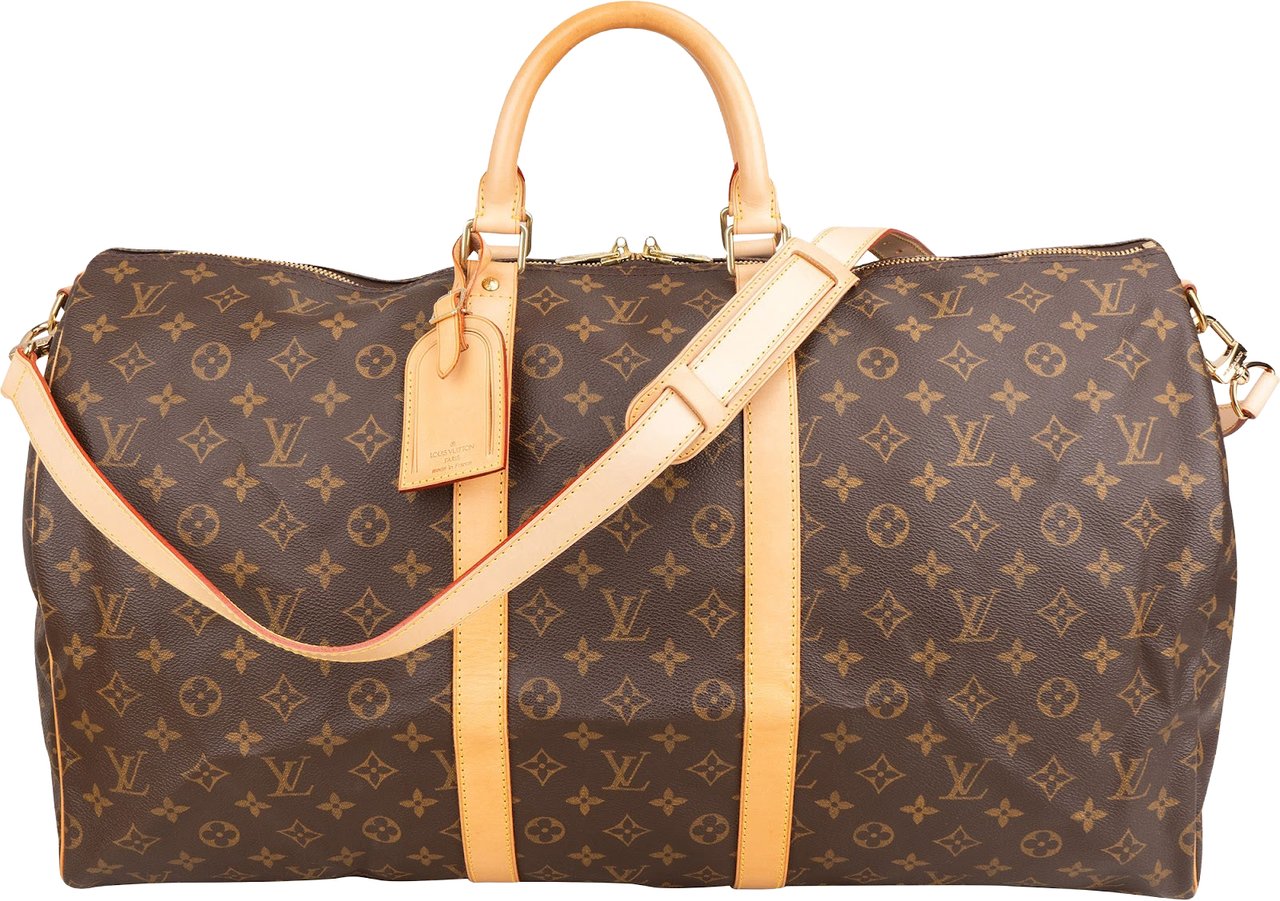 Louis Vuitton Monogram Canvas Keepall 55 Bandoulière Travel Bag Bruin