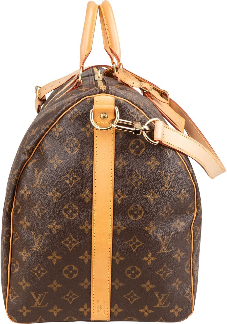 Louis Vuitton Monogram Canvas Keepall 55 Bandoulière Travel Bag Bruin