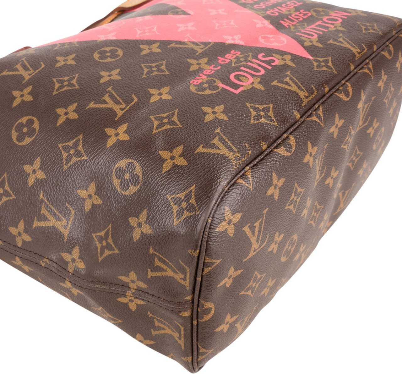 Louis Vuitton Monogram Canvas V Grenade Fuchsia Neverfull MM Shoulder Bag Bruin
