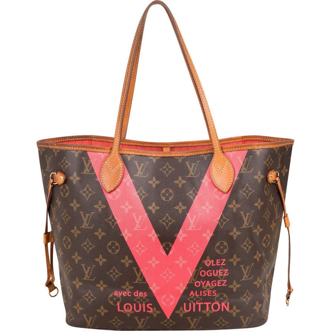 Louis Vuitton Monogram Canvas V Grenade Fuchsia Neverfull MM Shoulder Bag Bruin