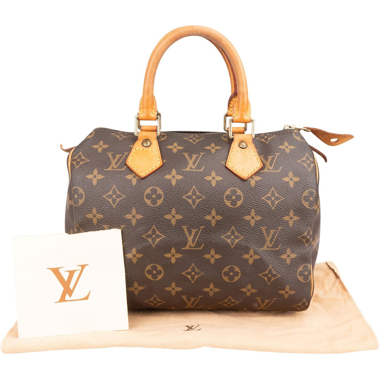 Louis Vuitton Monogram Canvas Speedy 25 Handbag Bruin
