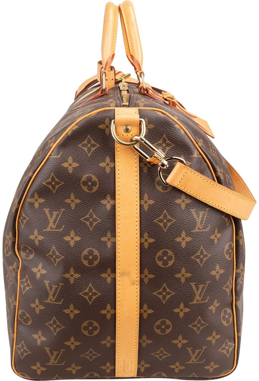 Louis Vuitton Monogram Canvas Keepall 60 Bandoulière Travel Bag Bruin