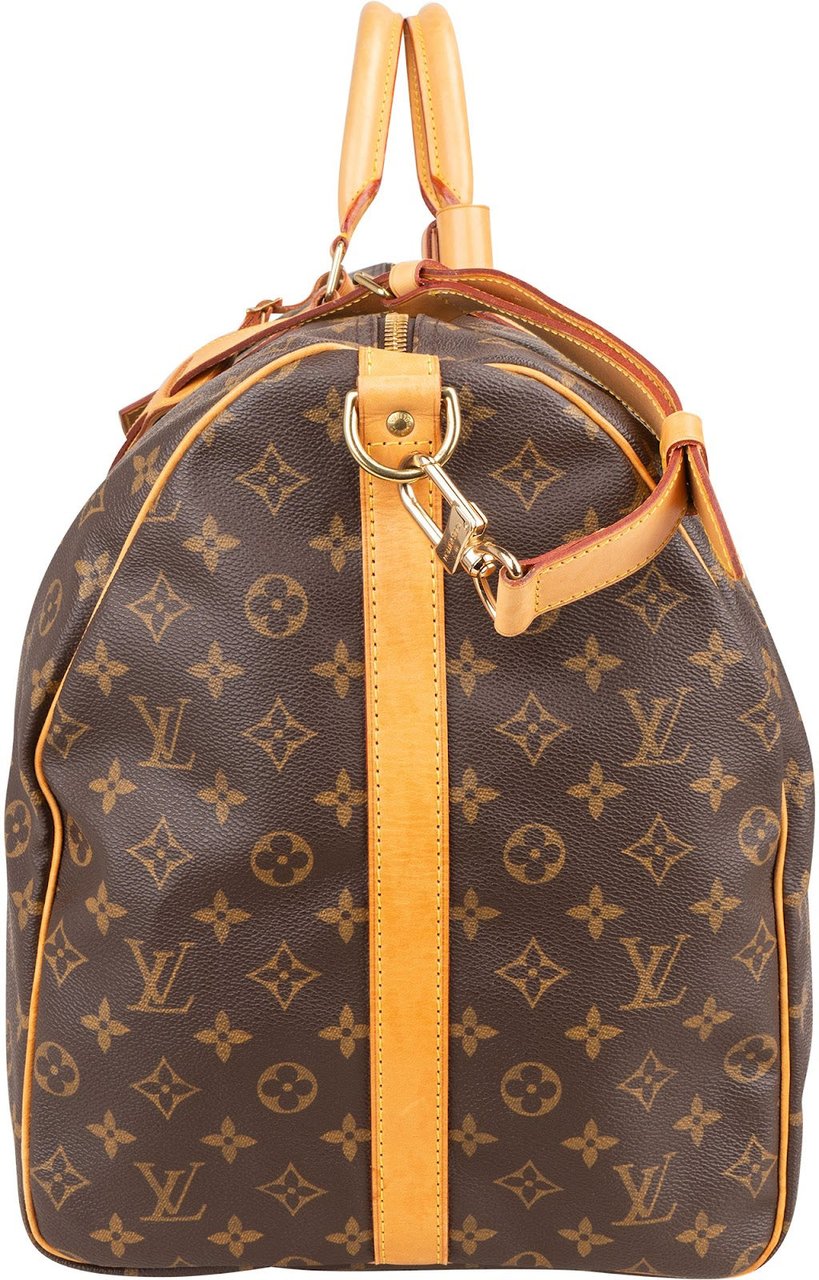 Louis Vuitton Monogram Canvas Keepall 60 Bandoulière Travel Bag Bruin
