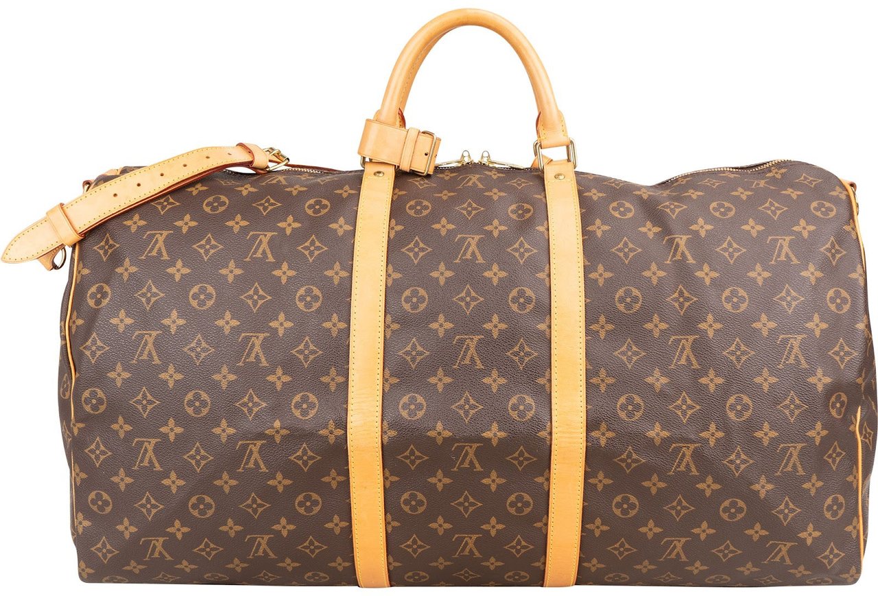 Louis Vuitton Monogram Canvas Keepall 60 Bandoulière Travel Bag Bruin