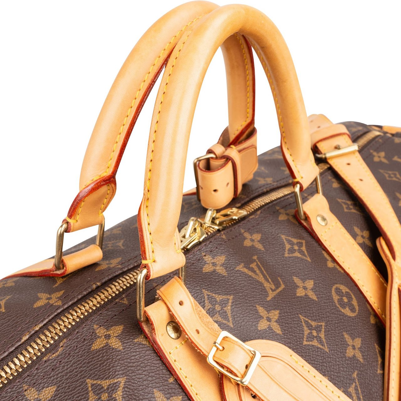 Louis Vuitton Monogram Canvas Keepall 60 Bandoulière Travel Bag Bruin