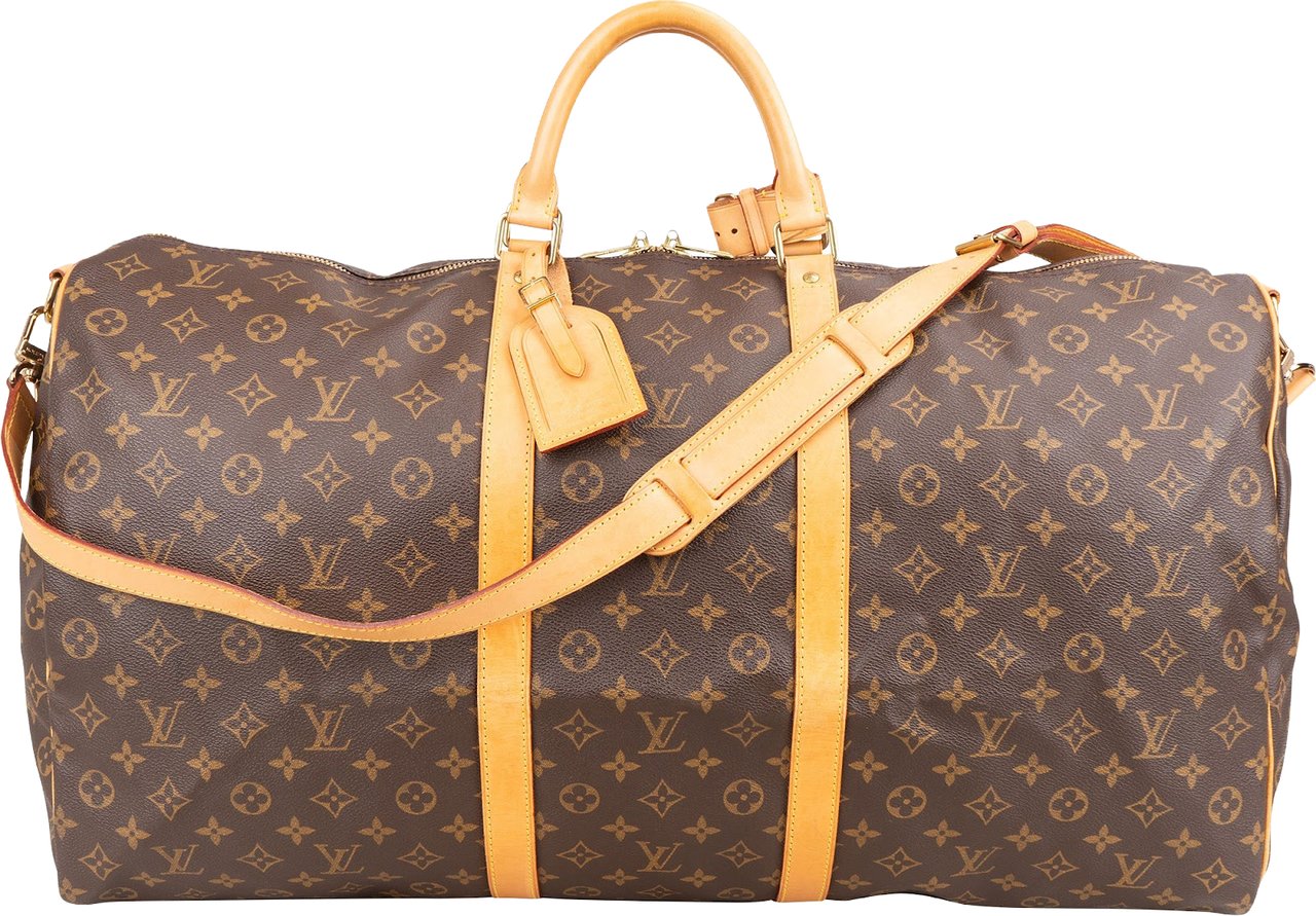 Louis Vuitton Monogram Canvas Keepall 60 Bandoulière Travel Bag Bruin
