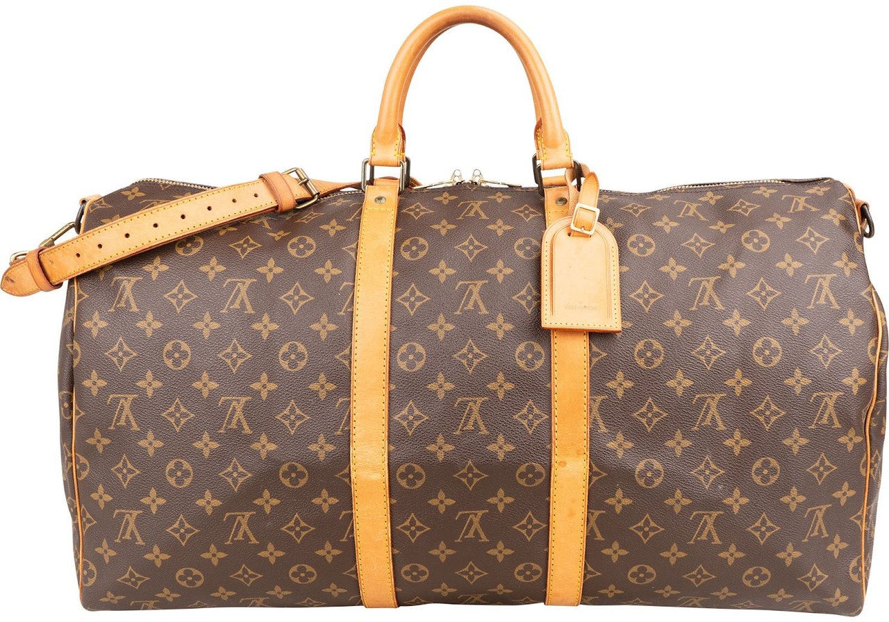 Louis Vuitton Monogram Canvas Keepall 55 Bandoulière Travel Bag Bruin