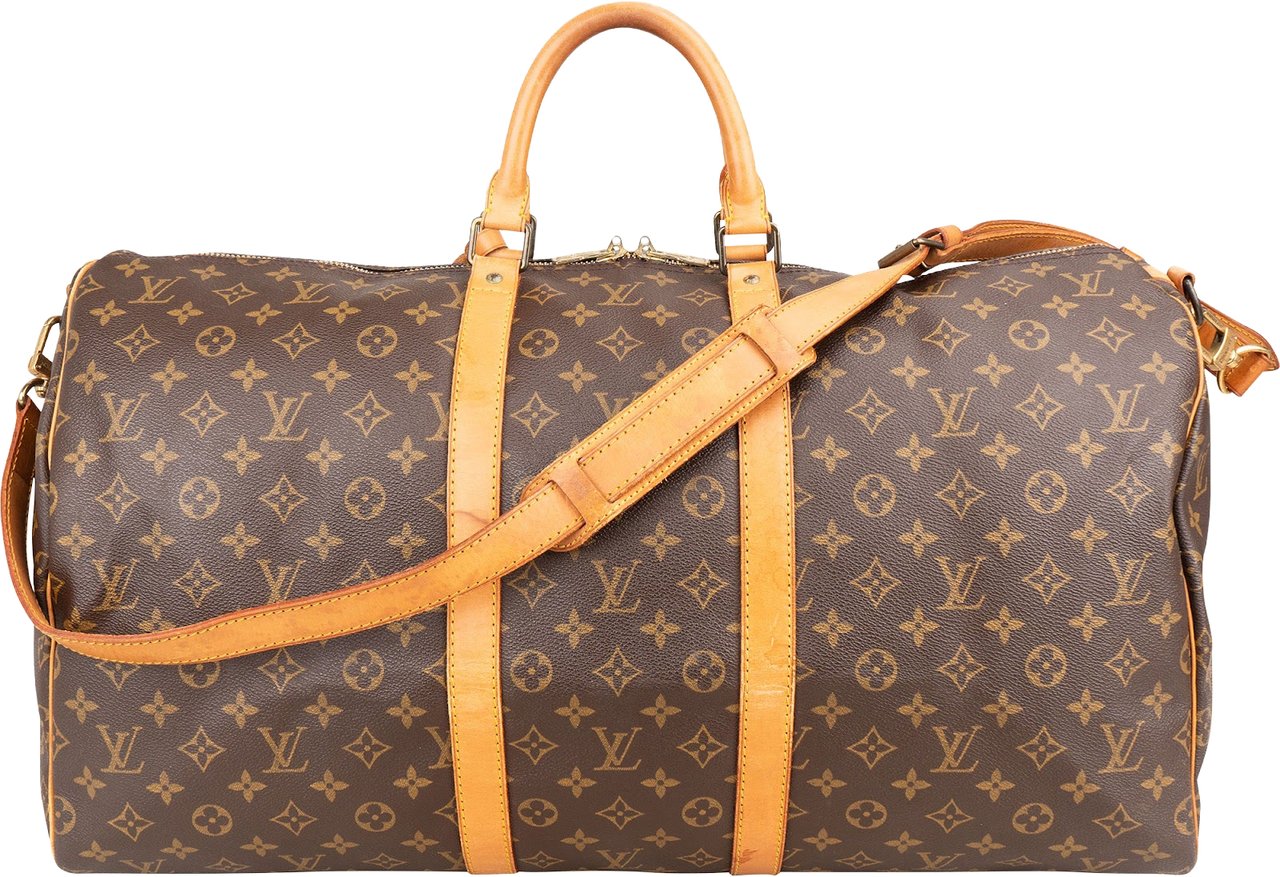 Louis Vuitton Monogram Canvas Keepall 55 Bandoulière Travel Bag Bruin