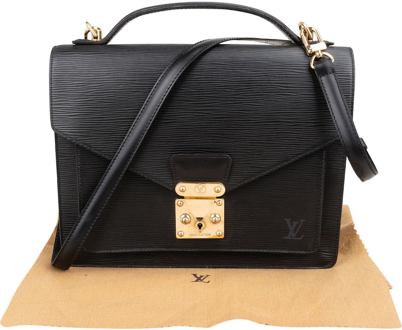 Louis Vuitton Noir Epi Leather Monceau Handbag Zwart