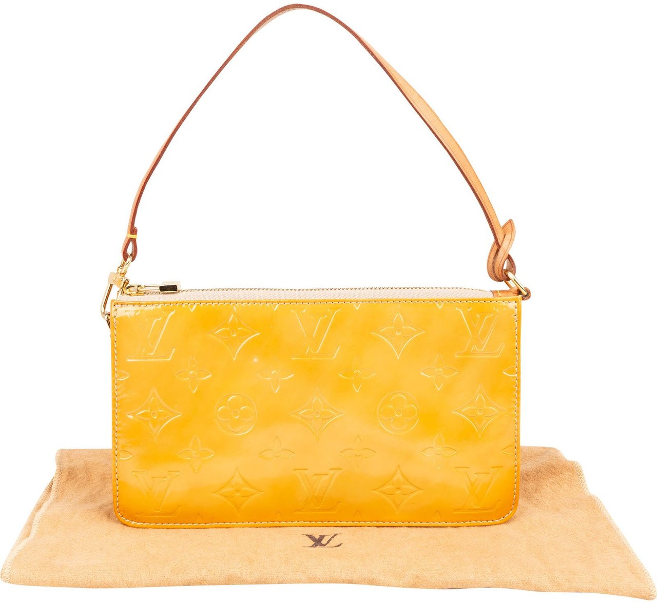 Louis Vuitton Monogram Vernis Lexington Pochette Accessoires Handbag Geel