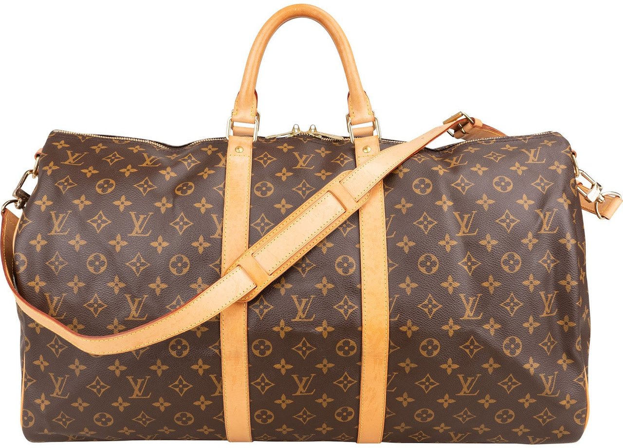 Louis Vuitton Monogram Canvas Keepall 55 Bandoulière Travel Bag Bruin