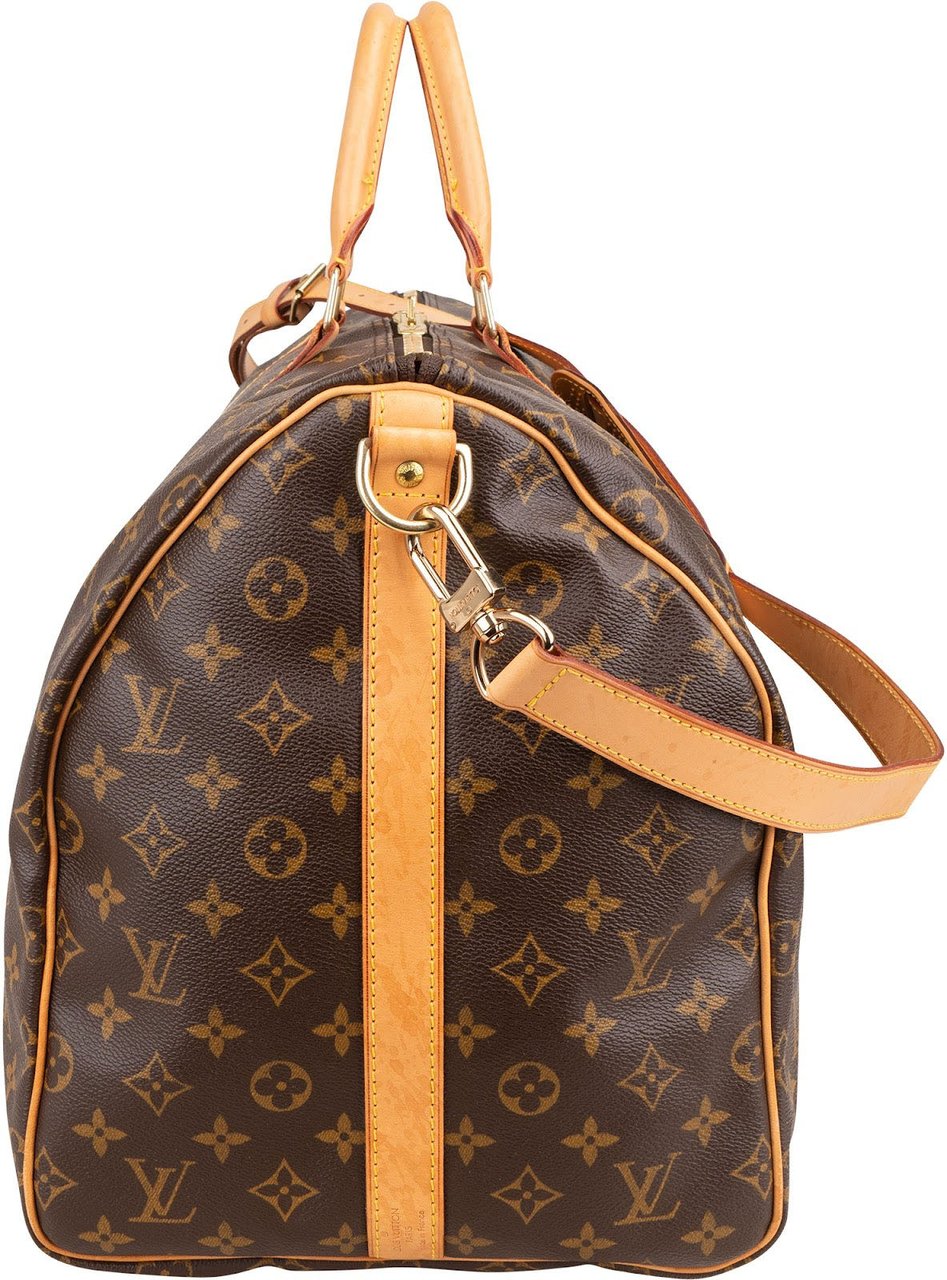 Louis Vuitton Monogram Canvas Keepall 55 Bandoulière Travel Bag Bruin