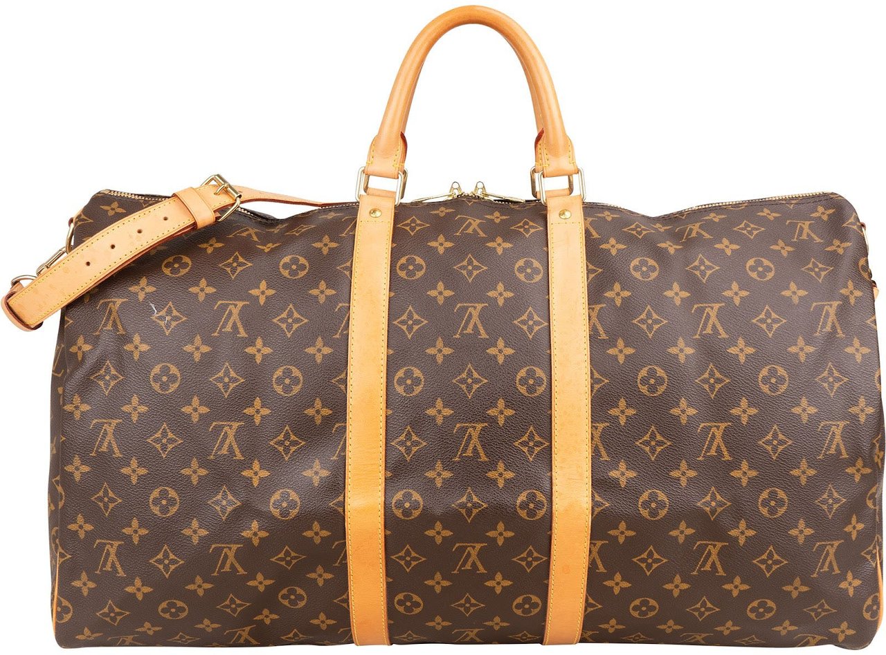 Louis Vuitton Monogram Canvas Keepall 55 Bandoulière Travel Bag Bruin