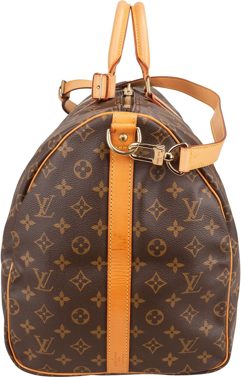 Louis Vuitton Monogram Canvas Keepall 55 Bandoulière Travel Bag Bruin