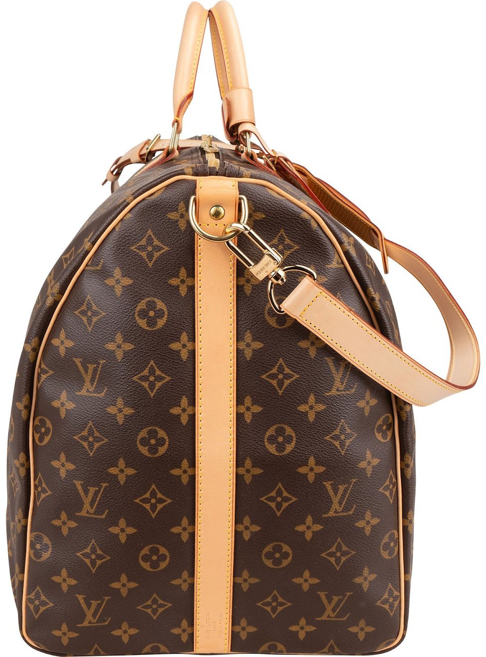 Louis Vuitton Monogram Canvas Keepall 60 Bandoulière Travel Bag Bruin