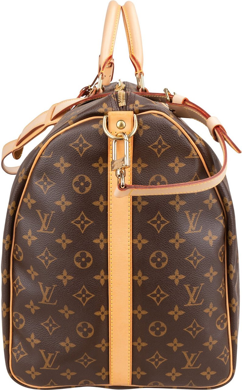 Louis Vuitton Monogram Canvas Keepall 60 Bandoulière Travel Bag Bruin