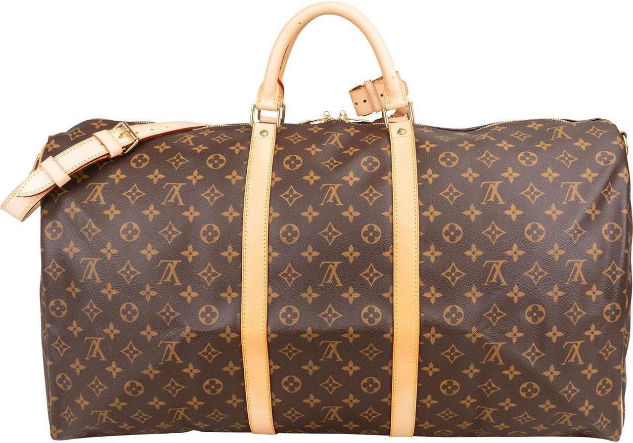 Louis Vuitton Monogram Canvas Keepall 60 Bandoulière Travel Bag Bruin