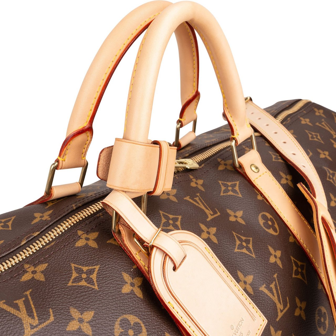 Louis Vuitton Monogram Canvas Keepall 60 Bandoulière Travel Bag Bruin