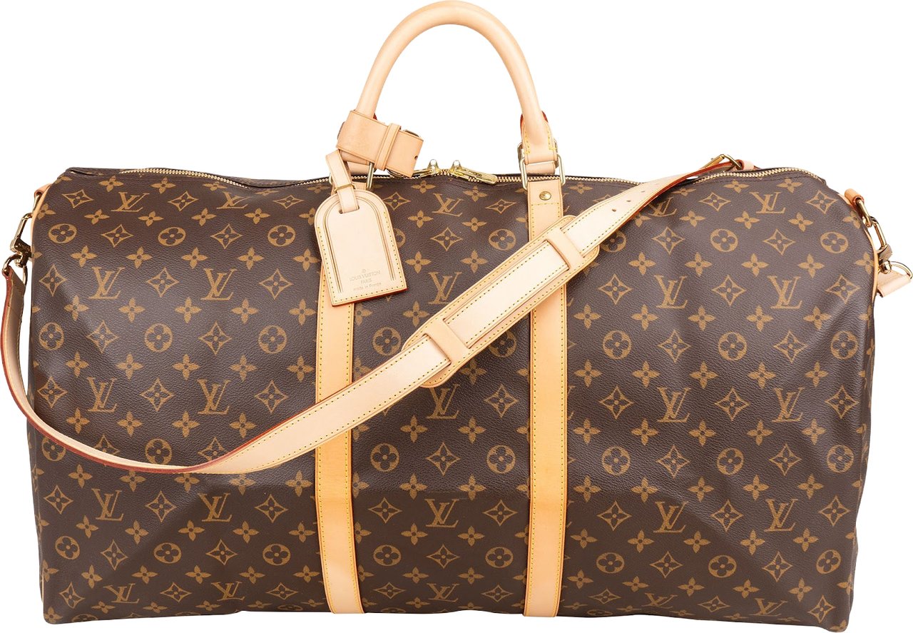 Louis Vuitton Monogram Canvas Keepall 60 Bandoulière Travel Bag Bruin