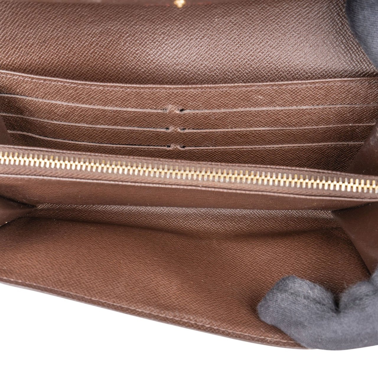 Louis Vuitton Monogram Damier Ebene Sarah Wallet Bruin