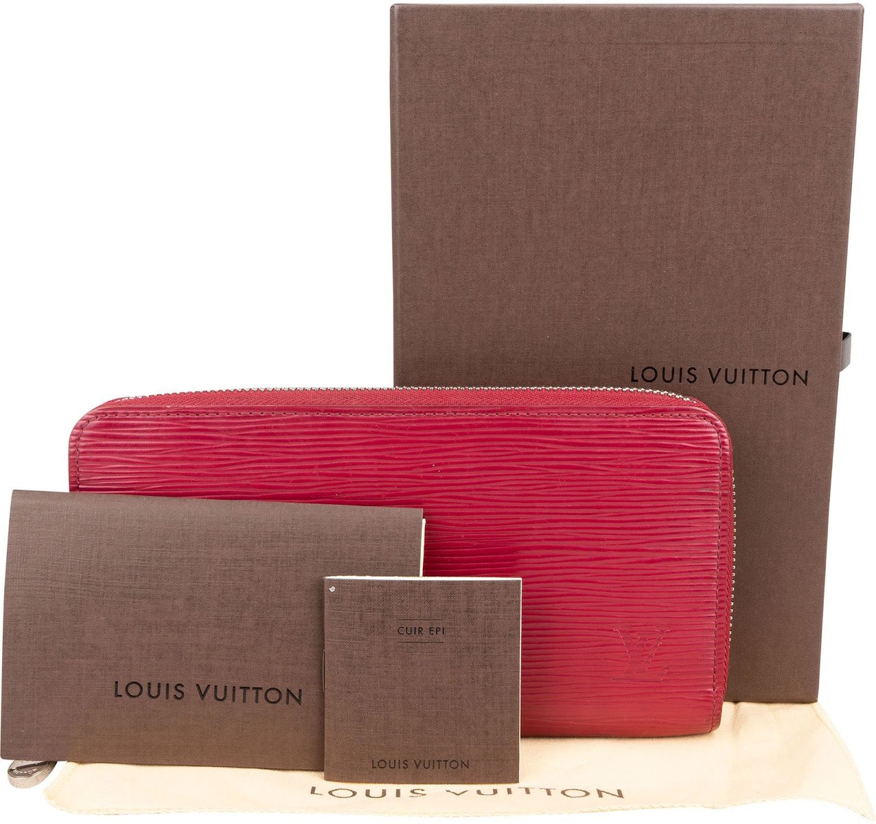 Louis Vuitton Fuchsia Epi Leather Zippy Wallet Rood