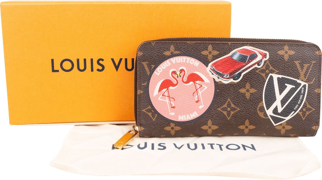 Louis Vuitton Monogram Canvas Illustre World Tour Race Zippy Wallet Bruin