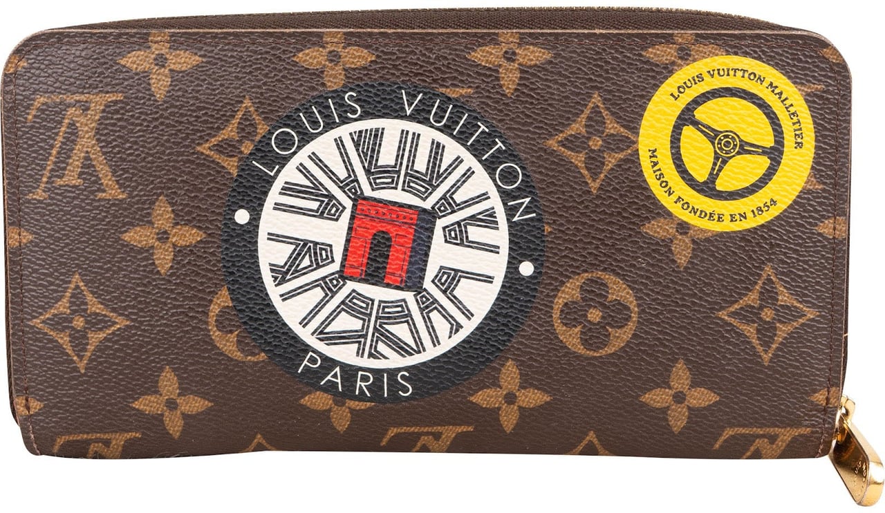 Louis Vuitton Monogram Canvas Illustre World Tour Race Zippy Wallet Bruin