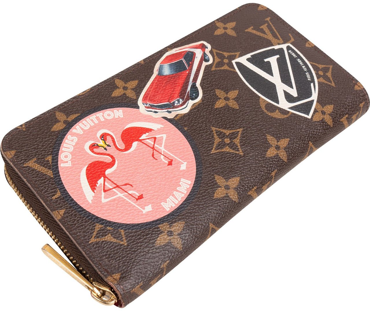 Louis Vuitton Monogram Canvas Illustre World Tour Race Zippy Wallet Bruin