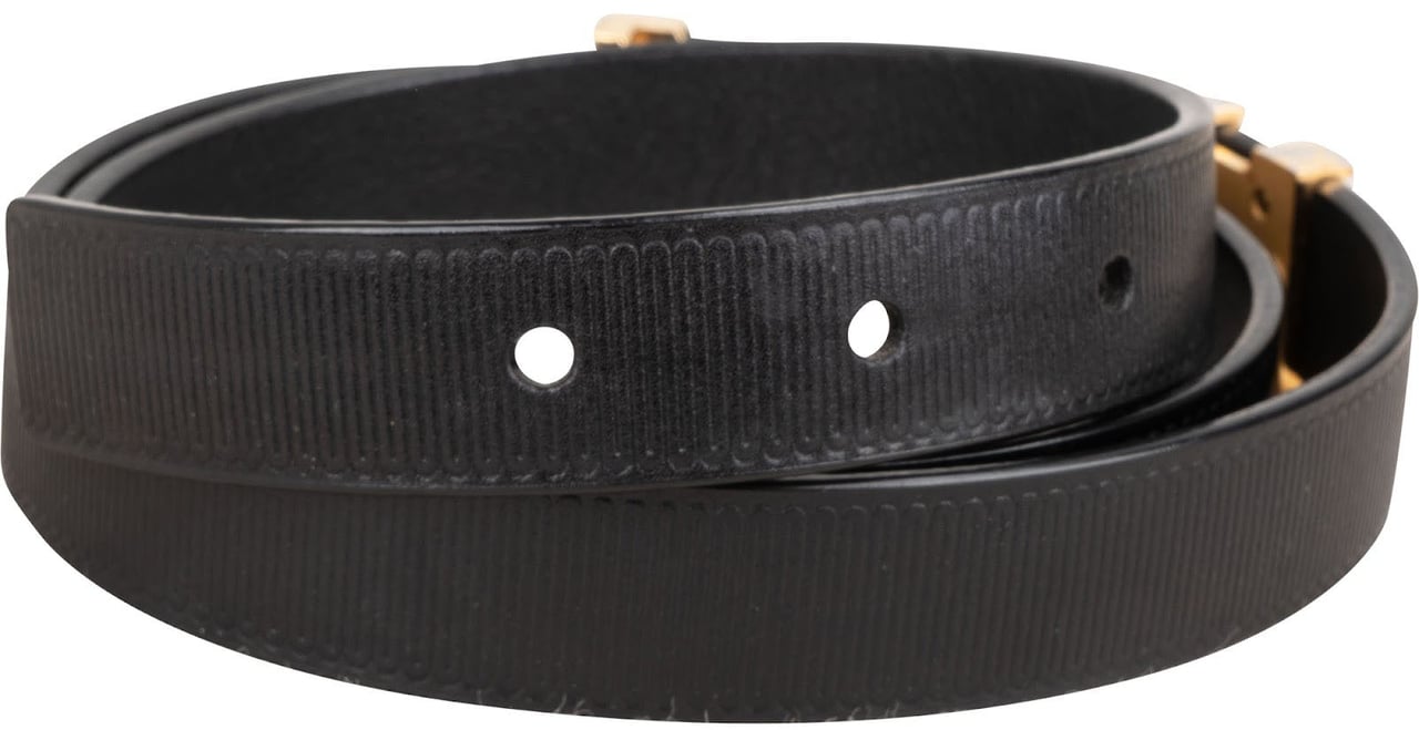 Louis Vuitton Noir Leather LV Pyramide Belt (75 / 30) M9575 Zwart