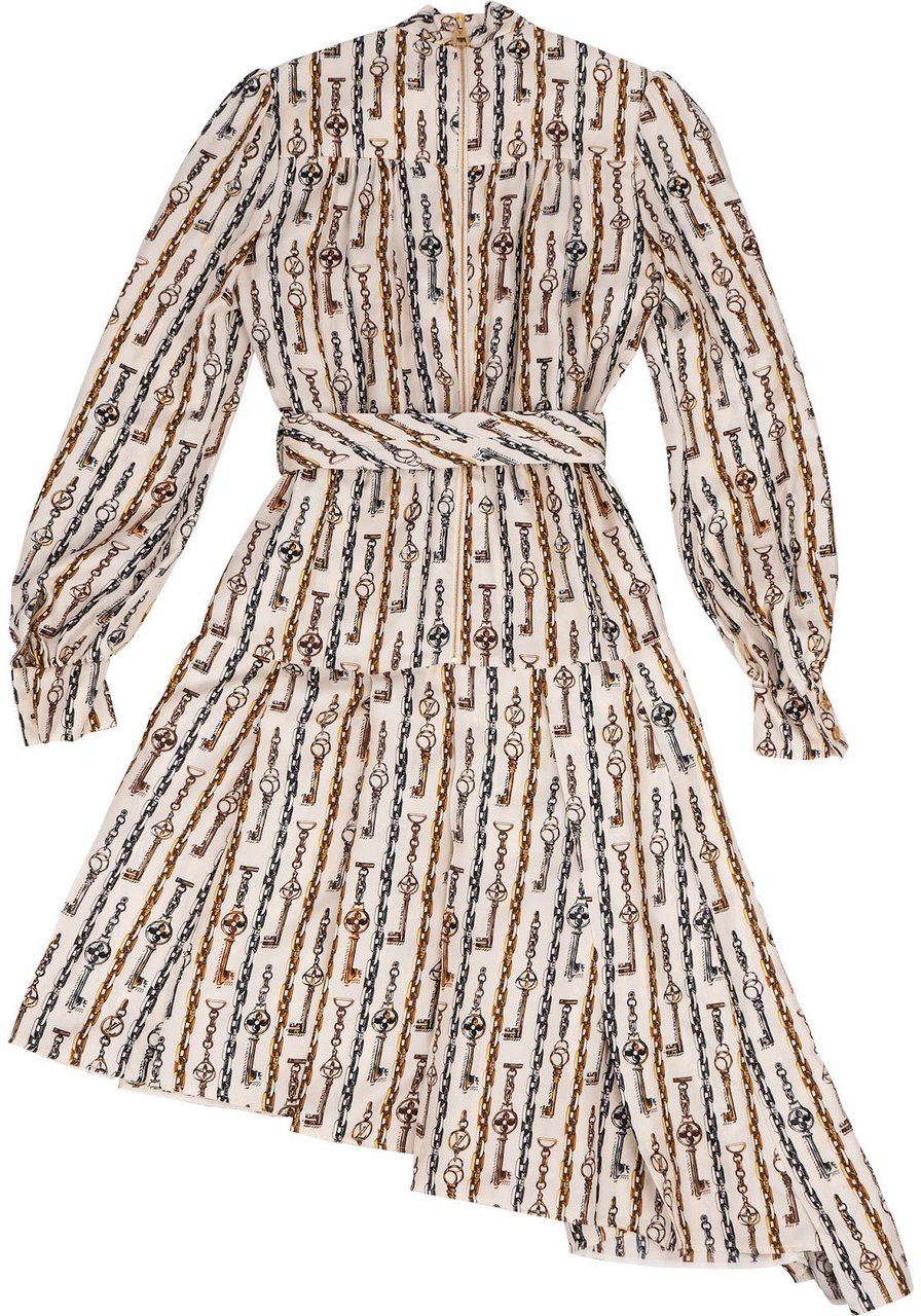 Louis Vuitton Asymetric Chain Print Silk Longsleeve Blouse Dress (34) Divers