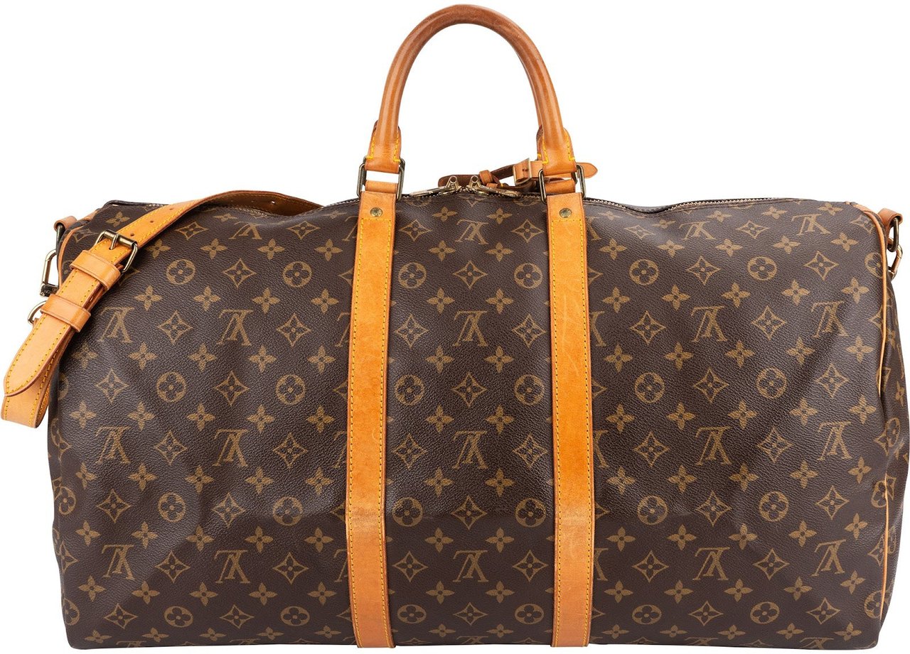 Louis Vuitton Monogram Canvas Keepall 55 Bandoulière Travel Bag Bruin