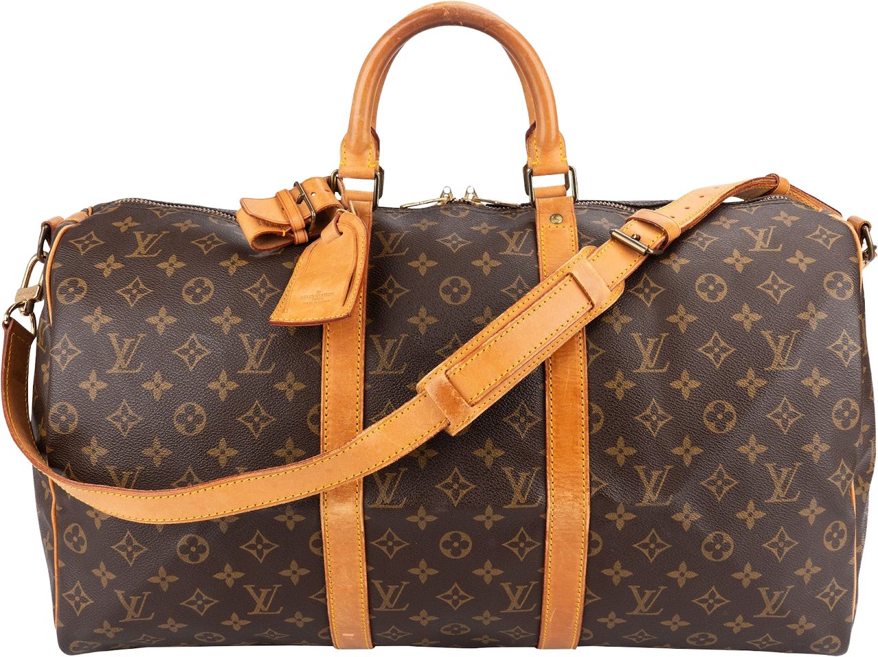 Louis Vuitton Monogram Canvas Keepall 50 Bandoulière Travel Bag Bruin