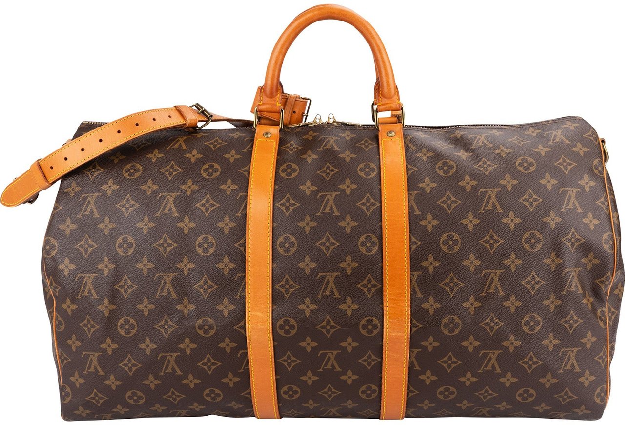 Louis Vuitton Monogram Canvas Keepall 55 Bandoulière Travel Bag Bruin