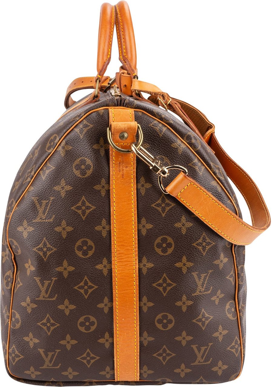 Louis Vuitton Monogram Canvas Keepall 55 Bandoulière Travel Bag Bruin