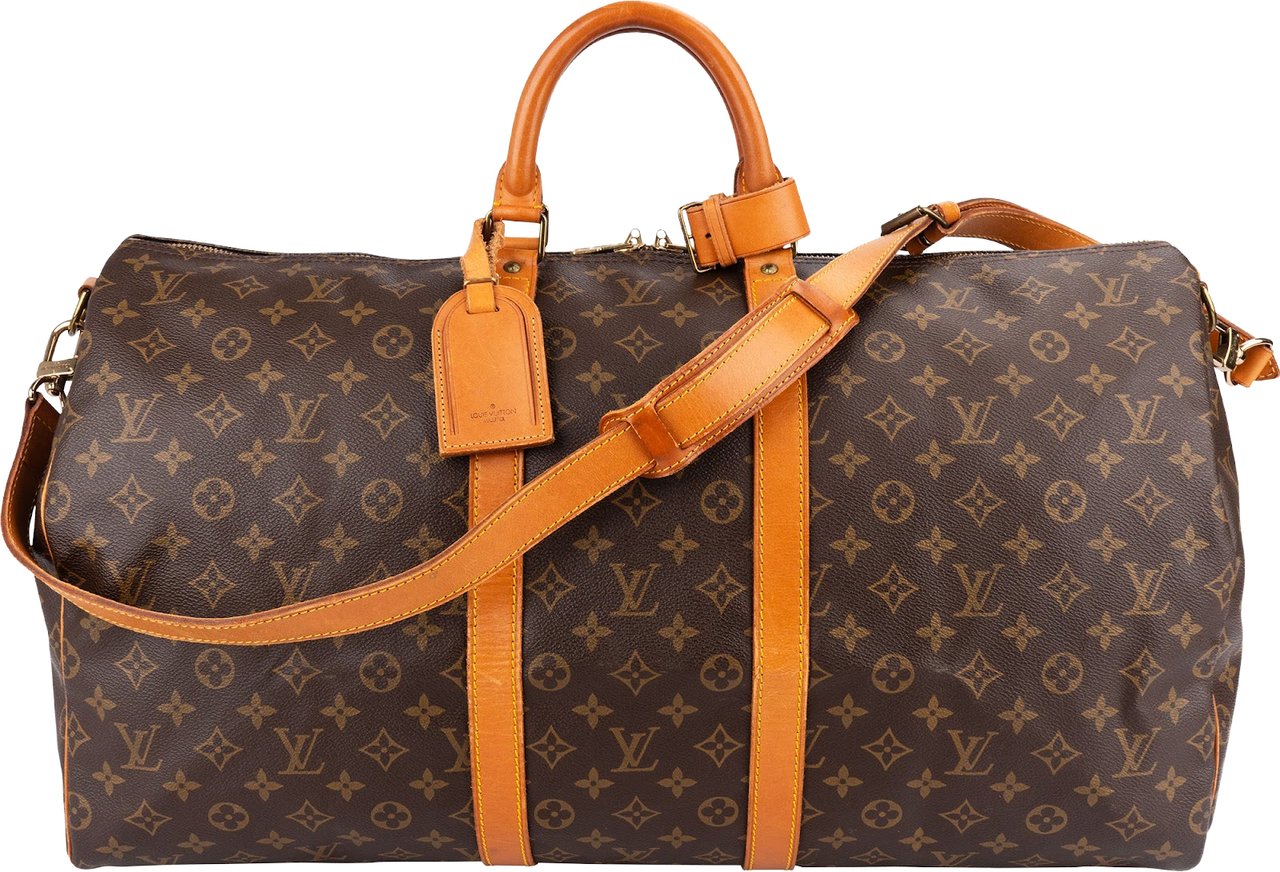 Louis Vuitton Monogram Canvas Keepall 55 Bandoulière Travel Bag Bruin