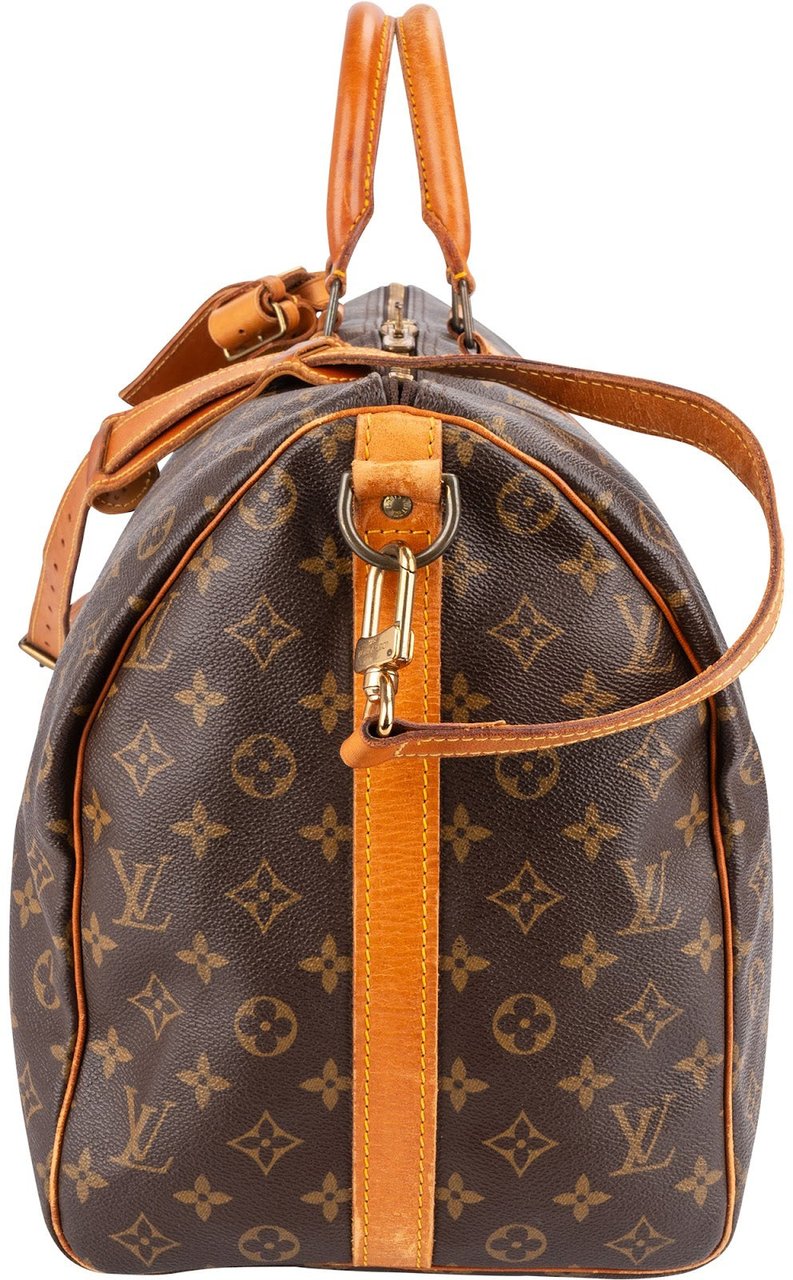 Louis Vuitton Monogram Canvas Keepall 50 Bandoulière Travel Bag Bruin