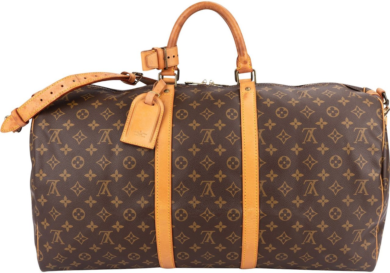 Louis Vuitton Monogram Canvas Keepall 55 Bandoulière Travel Bag Bruin