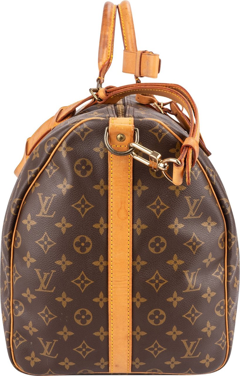 Louis Vuitton Monogram Canvas Keepall 55 Bandoulière Travel Bag Bruin