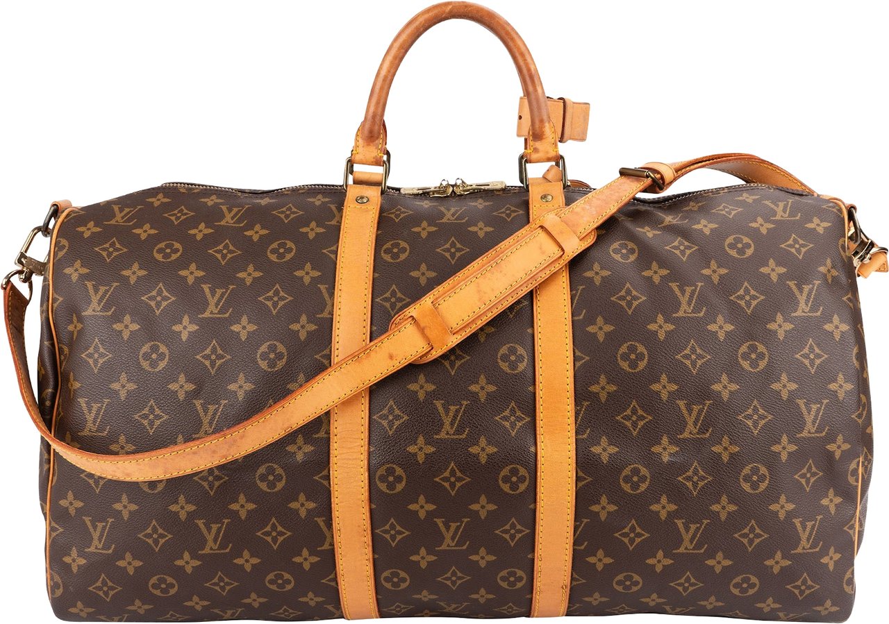 Louis Vuitton Monogram Canvas Keepall 55 Bandoulière Travel Bag Bruin