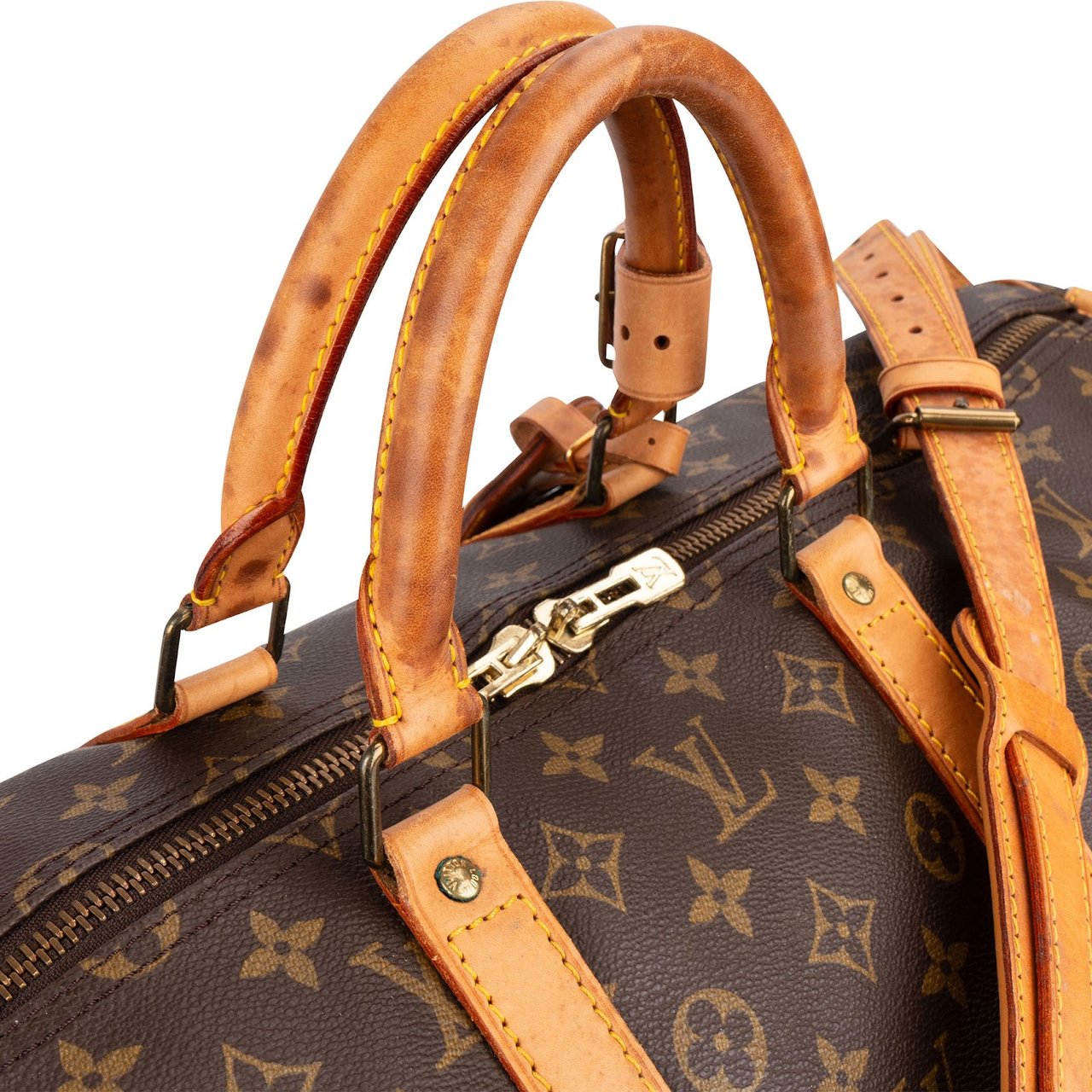Louis Vuitton Monogram Canvas Keepall 55 Bandoulière Travel Bag Bruin
