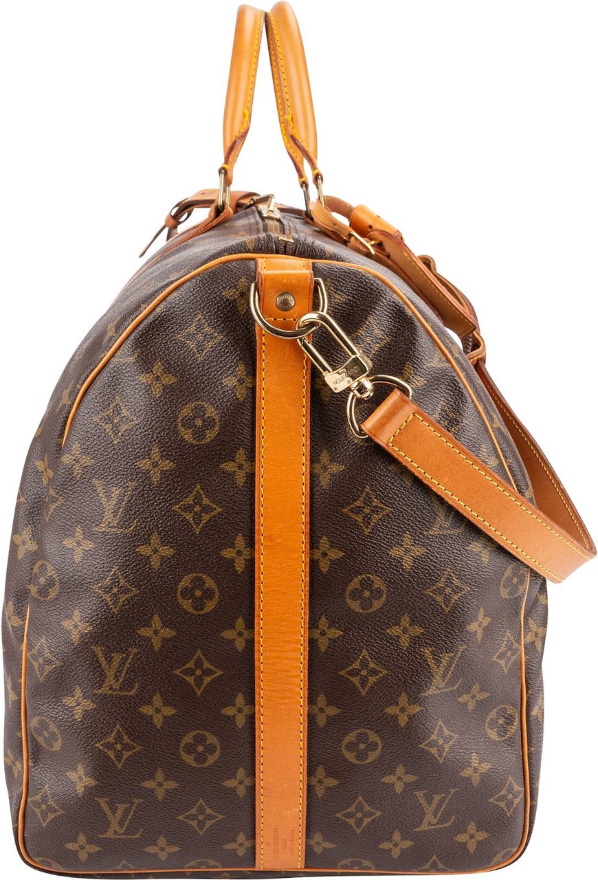 Louis Vuitton Monogram Canvas Keepall 60 Bandoulière Travel Bag Bruin