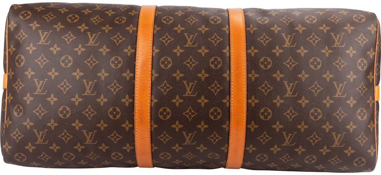 Louis Vuitton Monogram Canvas Keepall 60 Bandoulière Travel Bag Bruin